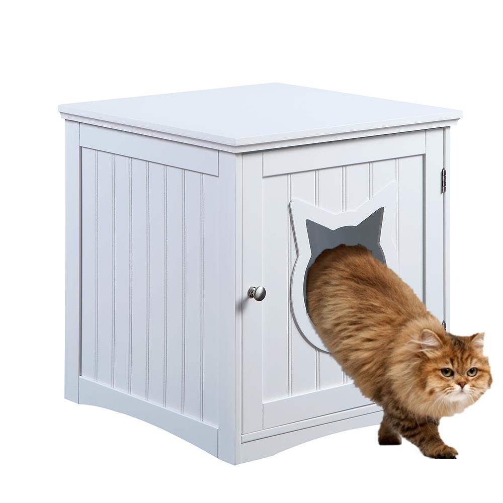 Multi-Function Cat House Nightstand - Hide Litter Box in Style