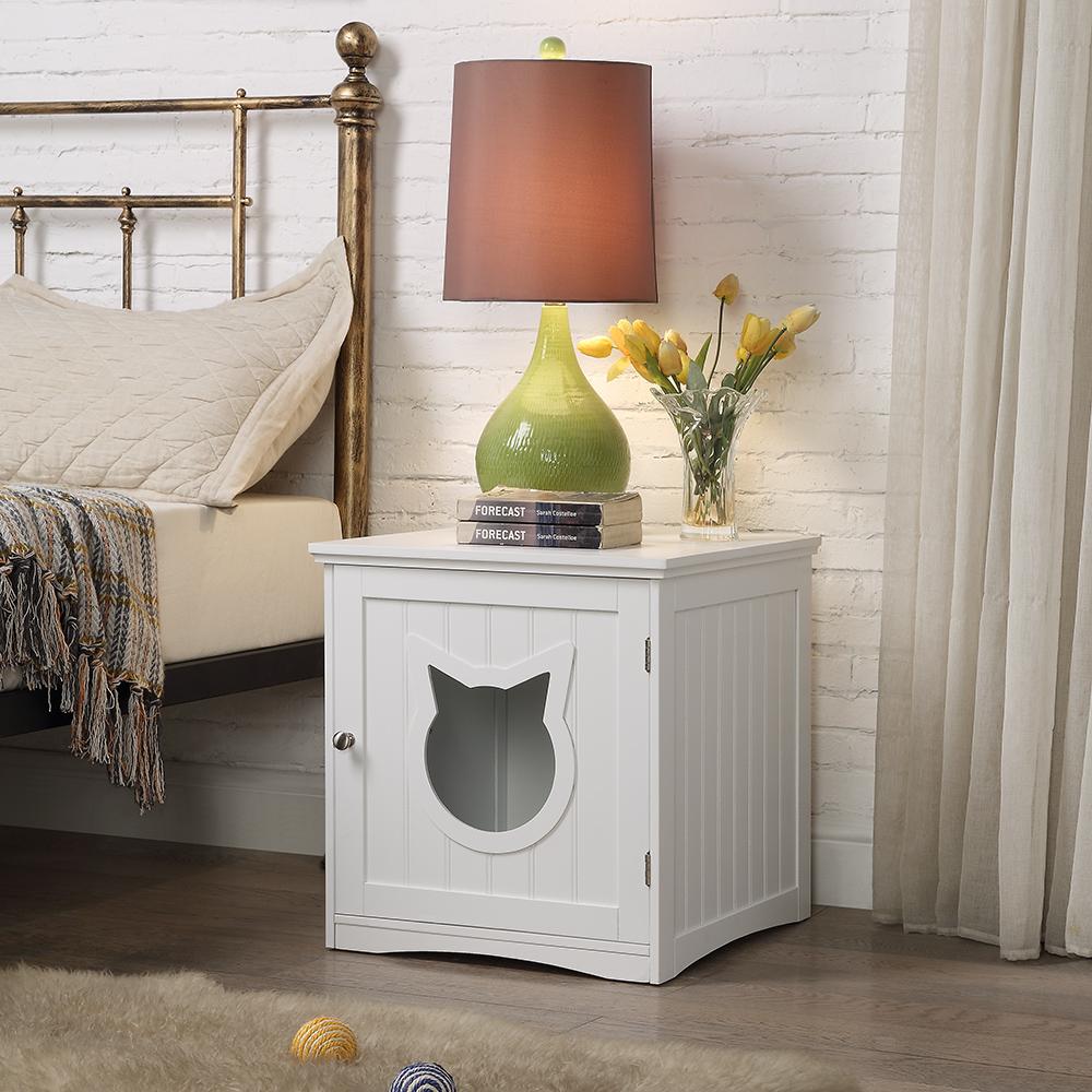 Multi-Function Cat House Nightstand - Hide Litter Box in Style