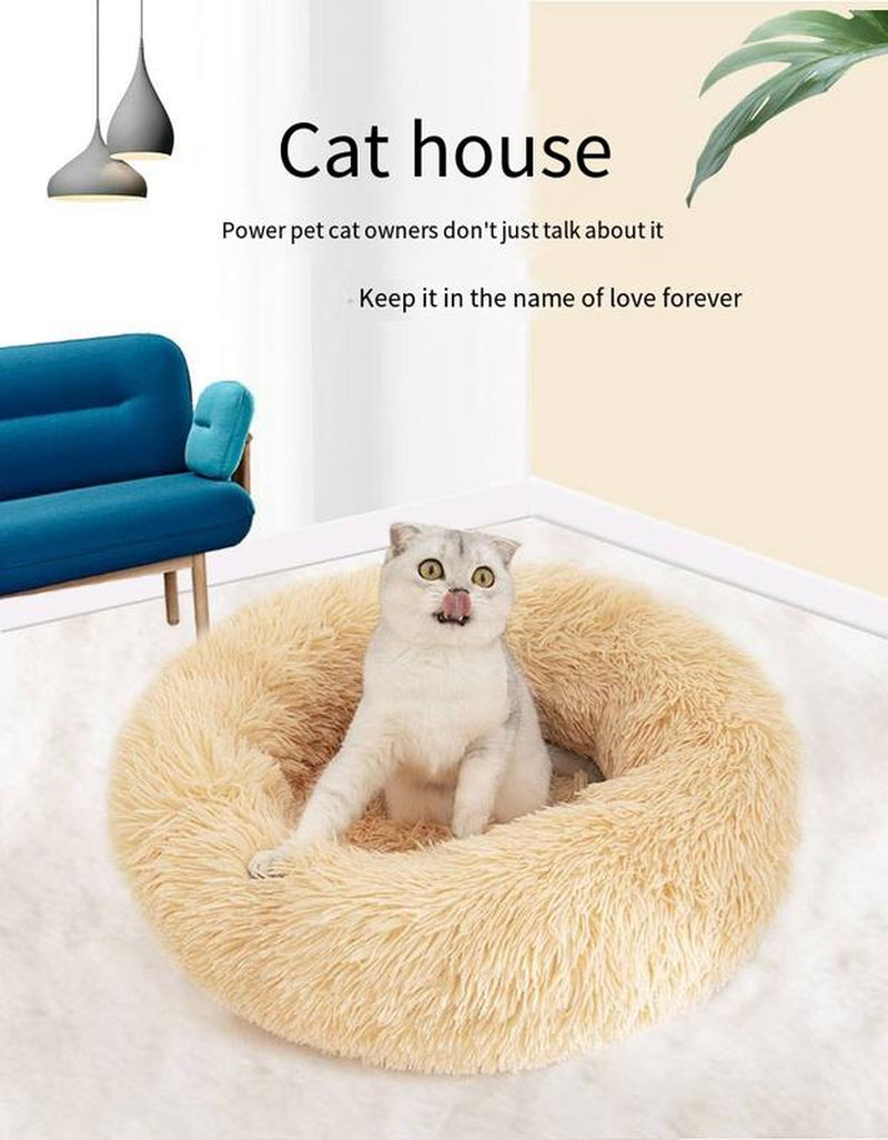 Doghouse Cathouse Plush round Pet Bed Dog Bed Winter Dog Mat Pet Bed Pet Supplies