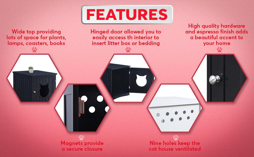 Multi-Function Cat House Nightstand - Hide Litter Box in Style