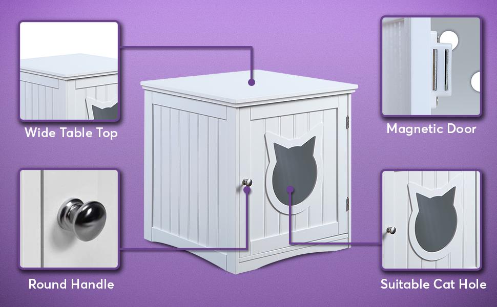 Multi-Function Cat House Nightstand - Hide Litter Box in Style