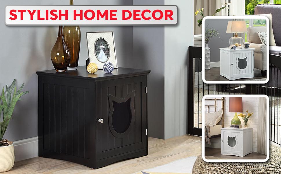 Multi-Function Cat House Nightstand - Hide Litter Box in Style