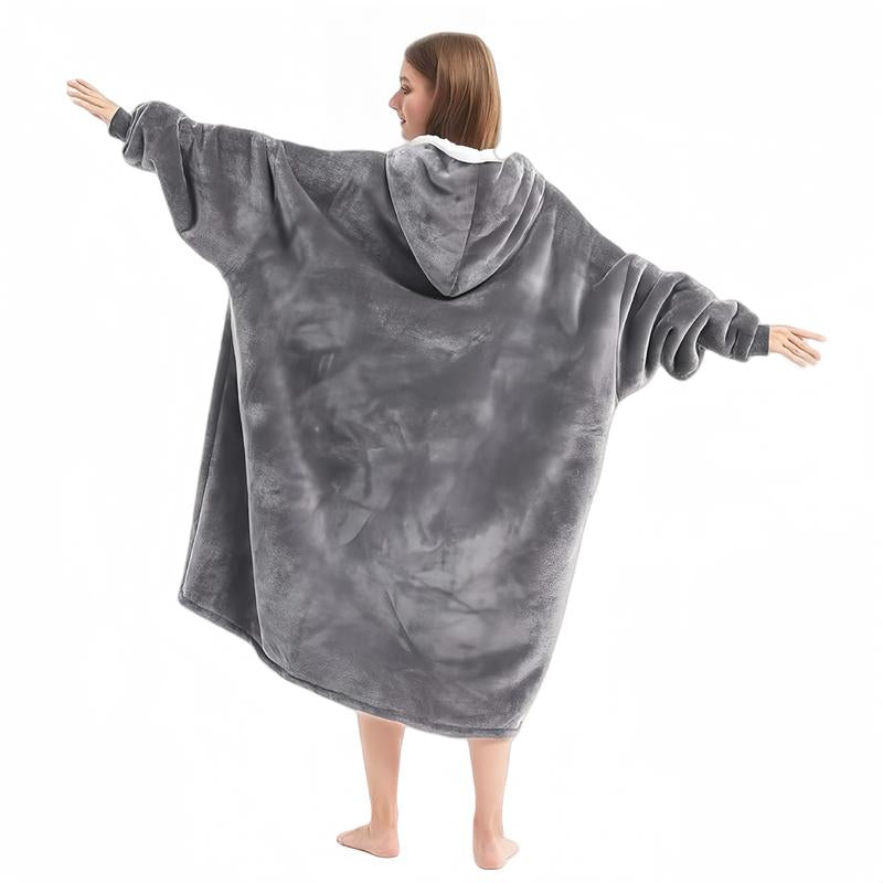 Larleaf Kangaroo Wearable Blanket Hoodie with Giant Pocket, One Size Pet Clothes Extra Soft Sherpa Fleece Warm ＆ Cozy Oversize Sweatshirt Blanket Jacket with Sleeves Gifts for Dogs and Cats, Cozy Hooded Cat Clothes Womenswear Winter Cute Machine Washable