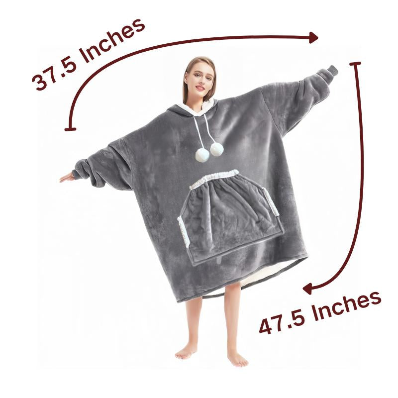 Larleaf Kangaroo Wearable Blanket Hoodie with Giant Pocket, One Size Pet Clothes Extra Soft Sherpa Fleece Warm ＆ Cozy Oversize Sweatshirt Blanket Jacket with Sleeves Gifts for Dogs and Cats, Cozy Hooded Cat Clothes Womenswear Winter Cute Machine Washable